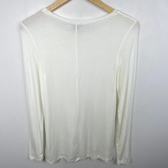 Nordstrom Long Sleeve Modal Tee Ivory Halogen White Size XL Minimal Top NEW NWOT - Picture 5 of 9